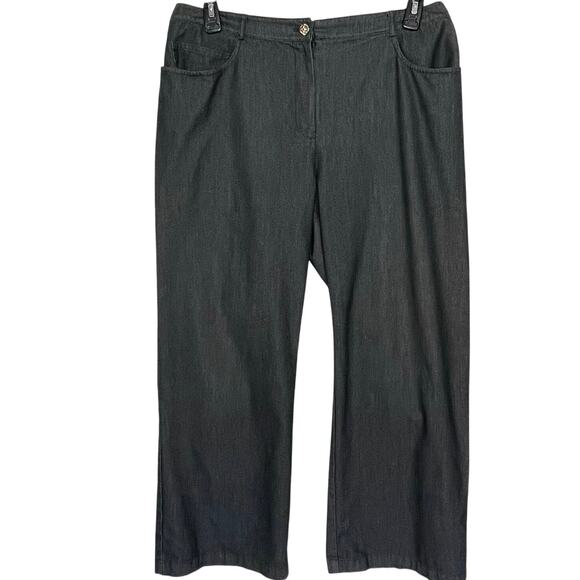 ST JOHN Collection Women’s Gray Striped Cropped Wide Leg Trouser 14 - Picture 1 of 5